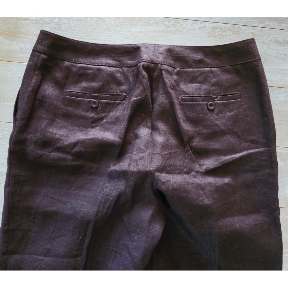 Talbots‎ L Heritage Wide Leg Pants Pure Irish Linen Brown Size 14 - Picture 6 of 7